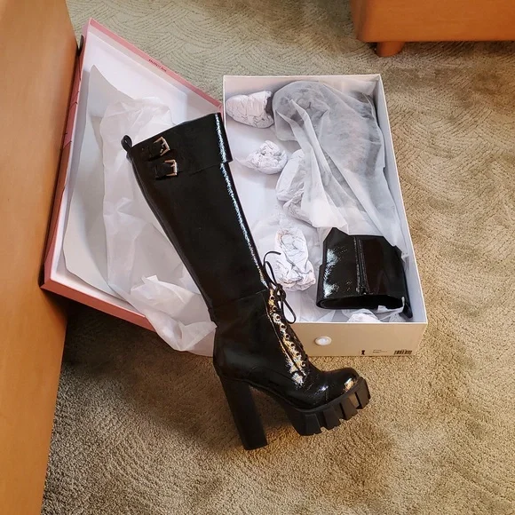 Jeffrey Campbell Mythic Patent Knee High Boots - Picture 7 of 8